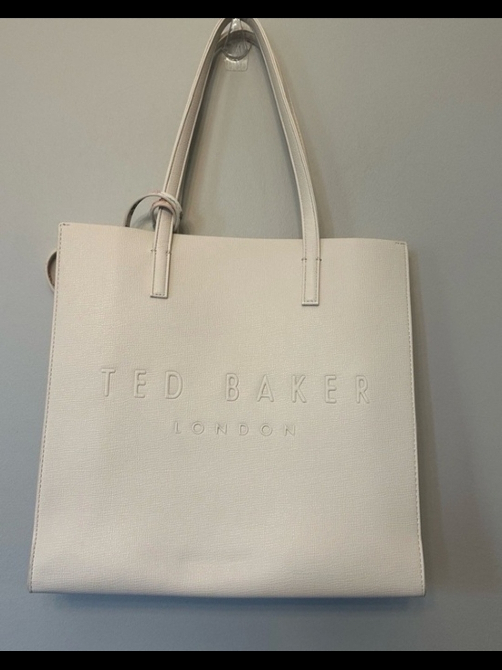 Ted Baker Embossed Logo Leather Tote 13" X 13" - Picture 2 of 4